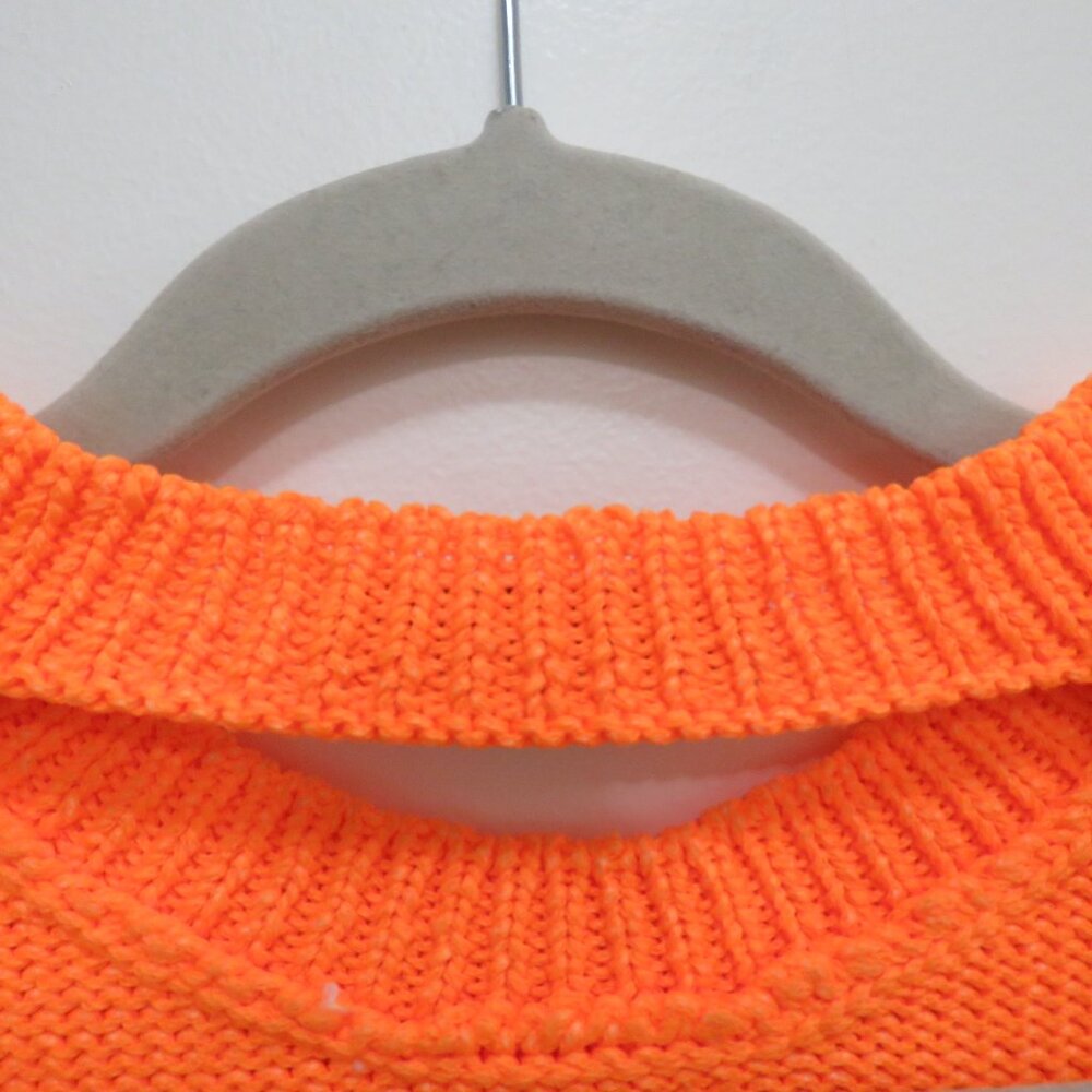 LES REVERIES Cutout Knitted Cropped Sweater Top in Orange - Size L - Picture 9 of 13